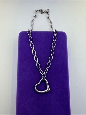 💛 Classic Sterling Silver Open Heart Pendant Chain Necklace | Y2K Luxury